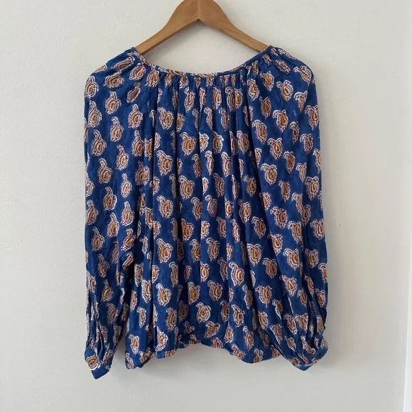 Emerson Fry Frances Blouse in Blue Paisley Flowers | Size Medium - Picture 7 of 13